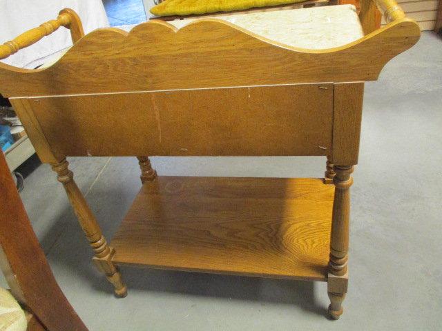 Oak Wash Stand with Culture Marble Top