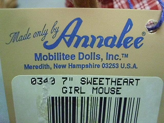 Annalee Dolls 1995 7" Sweetheart Girl Mouse & 7" Sweetheart Boy Mouse