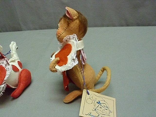 Annalee Dolls 1990 5" Valentine Dragon & 1994 7" Valentine Boy Mouse