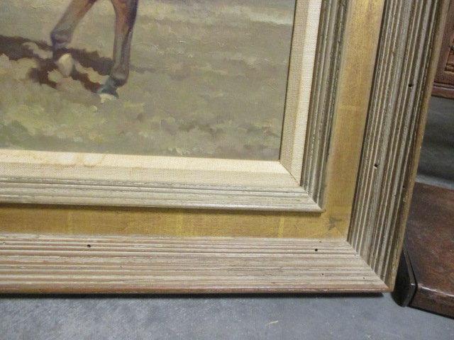 Rare! Signed W. Smithson Broadhead Oil on Board Stable Boy Exercising Horse