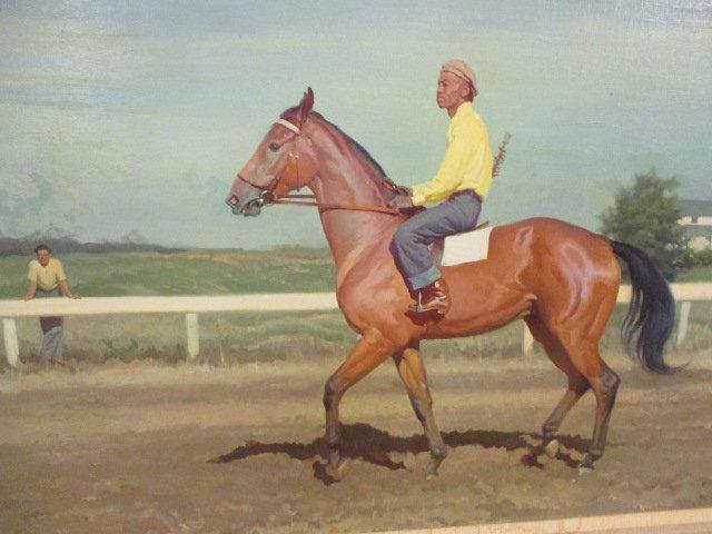 Rare! Signed W. Smithson Broadhead Oil on Board Stable Boy Exercising Horse