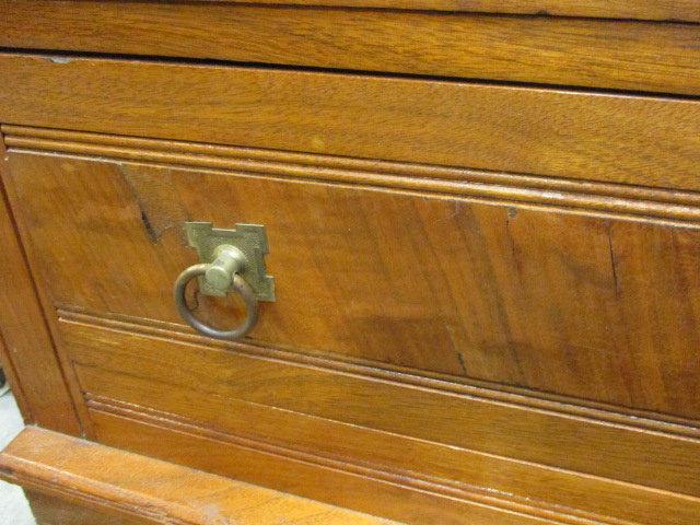 Antique Three Drawer Dresser with Marble Top and Mirror