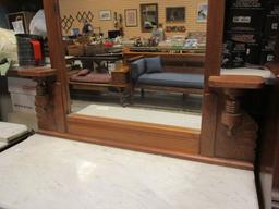 Antique Three Drawer Dresser with Marble Top and Mirror