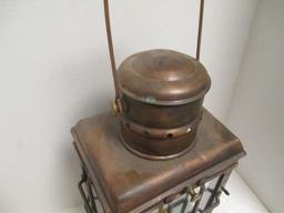 Heavy Copper Lantern w/ Glass Inserts