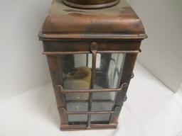 Heavy Copper Lantern w/ Glass Inserts