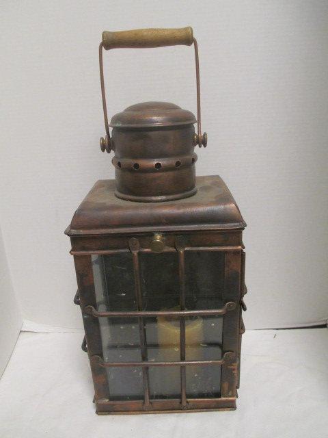 Heavy Copper Lantern w/ Glass Inserts