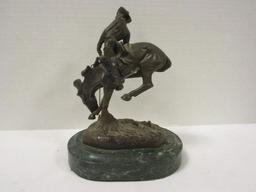 Frederic Remington Sculpture "Outlaw" on Marble Base