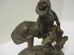 Frederic Remington Sculpture "Outlaw" on Marble Base