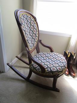 Upholstered Vintage Style Rocking Chair