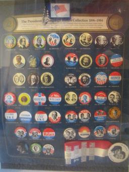 Two Shadowbox Display Cases of Presidential Campaign Buttons