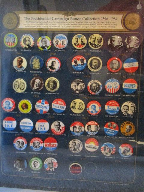 Two Shadowbox Display Cases of Presidential Campaign Buttons