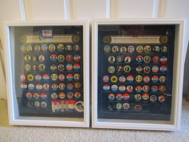 Two Shadowbox Display Cases of Presidential Campaign Buttons