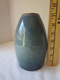 Speckled White Pottery Bowl and Blue Pier 1 Pottery Vase