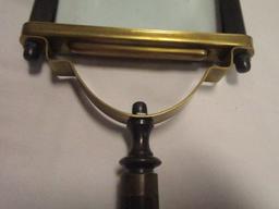 Rare Twisted Wood Handle Brass Magnifying Glass