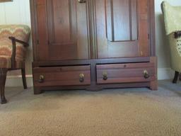 Large Antique Linen Press  with 2 Drawer Storage