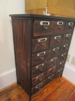Wood 18 Drawer Organizer Cabinet and Contents