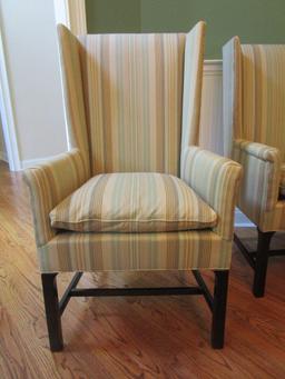 Two Hickory Chair Co. Upholstered Chairs with Removeable Seat Cushions