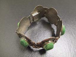 Sterling Silver Bracelet w/ Green Stones