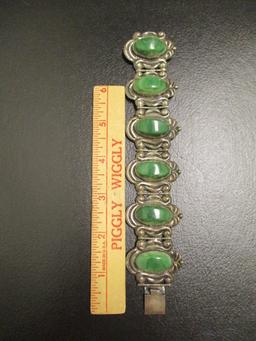 Sterling Silver Bracelet w/ Green Stones