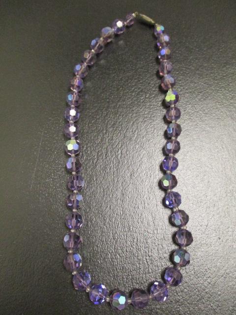 Purple Crystal Necklace w/ Sterling Silver Clasp