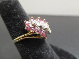 10k Gold Garnet & Diamond Ring