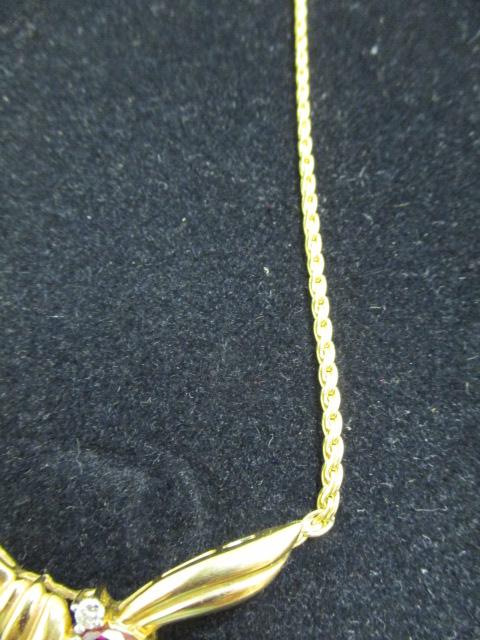 14k Gold Ruby & Diamond Necklace