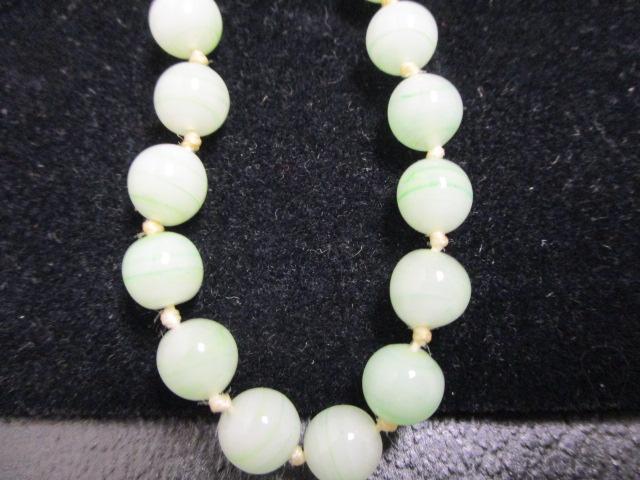 Jade bead Necklace  w/ Sterling Silver Clasp