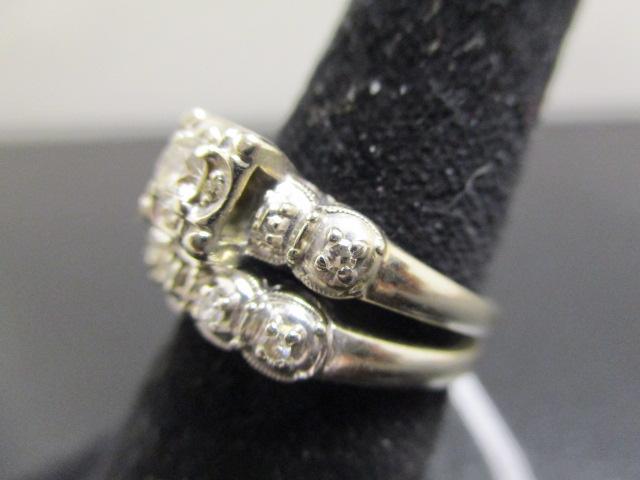 14K White Gold Antique Diamond Wedding Set