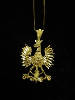 14k Gold Eagle Pendant on 14k Gold 16" Chain