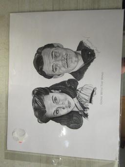 Gone with the Wind Scarlett & Rhett Pencil Portait Print by George Murray