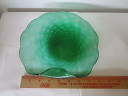 Controlled Bubble Green Glass Dish