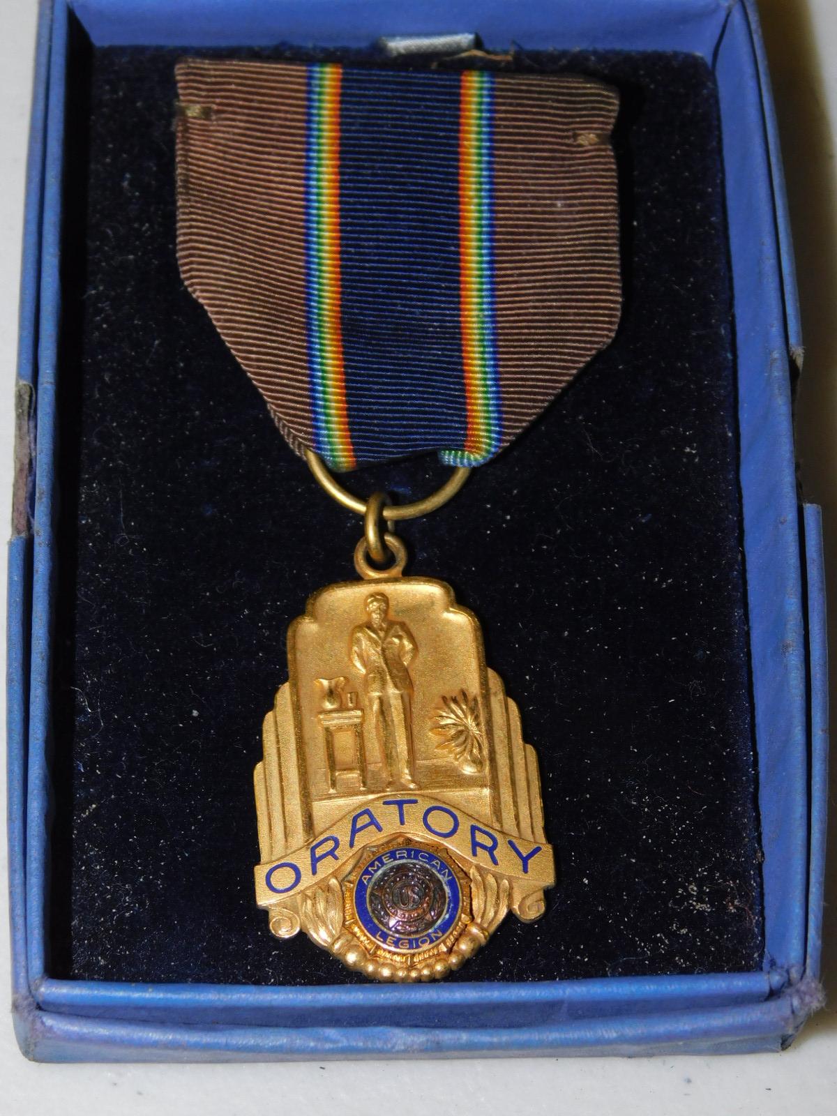 1/10 10 K. Gold Filled 1948 Clinton H. S. Oratory Medal