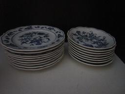 57 pc. Blue Danube Cups and Saucers, Dessert Plates, Luncheon Plates, Dinner Plates, Dessert Bowls,