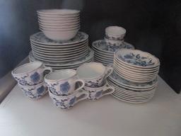 57 pc. Blue Danube Cups and Saucers, Dessert Plates, Luncheon Plates, Dinner Plates, Dessert Bowls,