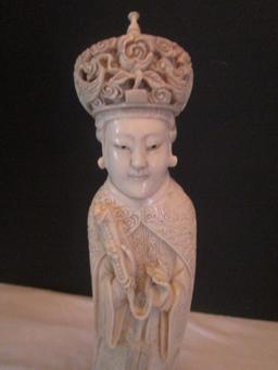 Oriental Lady and Man Mantle Figures on Stands