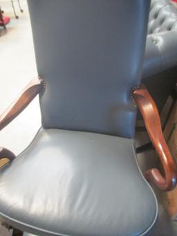 Blue Leather Chair w/Nail Heads