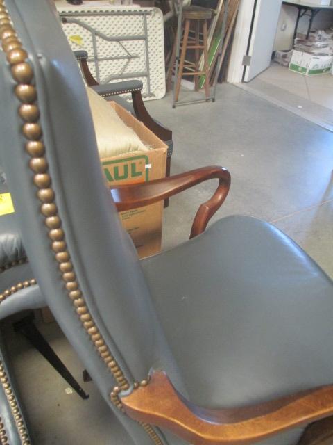 Blue Leather Chair w/Nail Heads