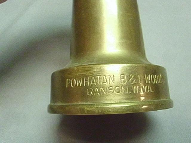 Powhatan B&l Works Bronze Fire Hose Nozzle USA