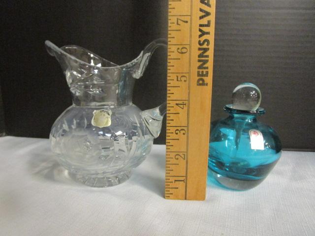 Pilgrim Glass Perfume Bottle and Milk Pitcher