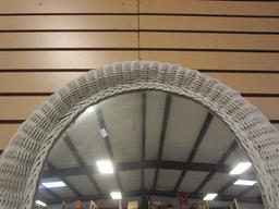 Arched Top Mirror in Wicker Frame