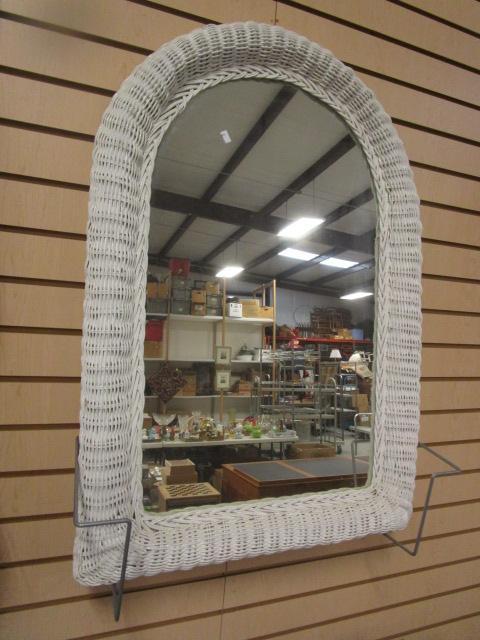 Arched Top Mirror in Wicker Frame