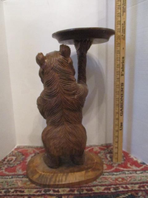 Wood Carved Bear Drink Holder