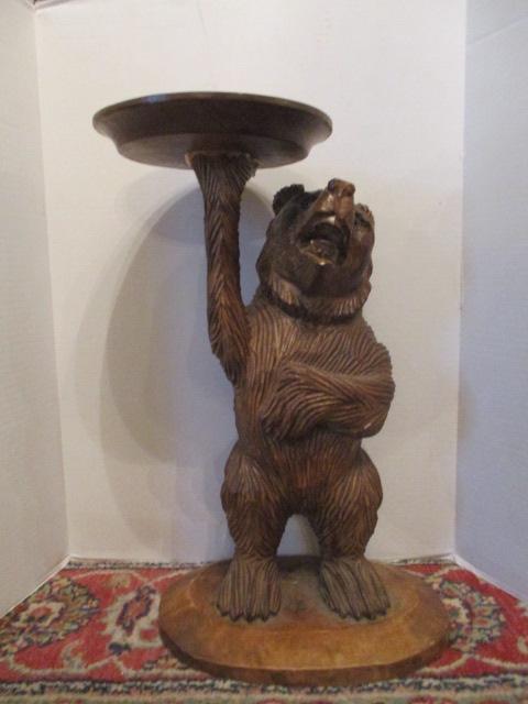 Wood Carved Bear Drink Holder