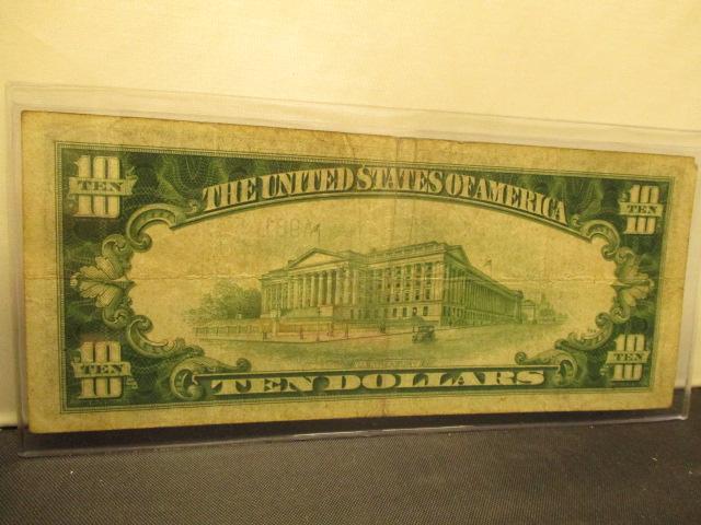 1934 $10 Silver Certificate- Gold Seal