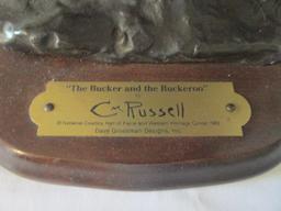 C M Russell "The Bucker and the Buckeroo" Sculpture on Base