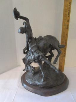 C M Russell "The Bucker and the Buckeroo" Sculpture on Base