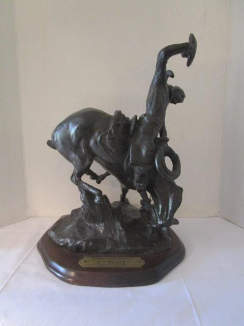 C M Russell "The Bucker and the Buckeroo" Sculpture on Base