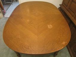 Oval Wood Dining Table with Three Leaves