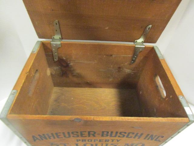 Budweiser Anheuser-Busch Wood Crate with Hinged Lid