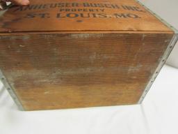 Budweiser Anheuser-Busch Wood Crate with Hinged Lid